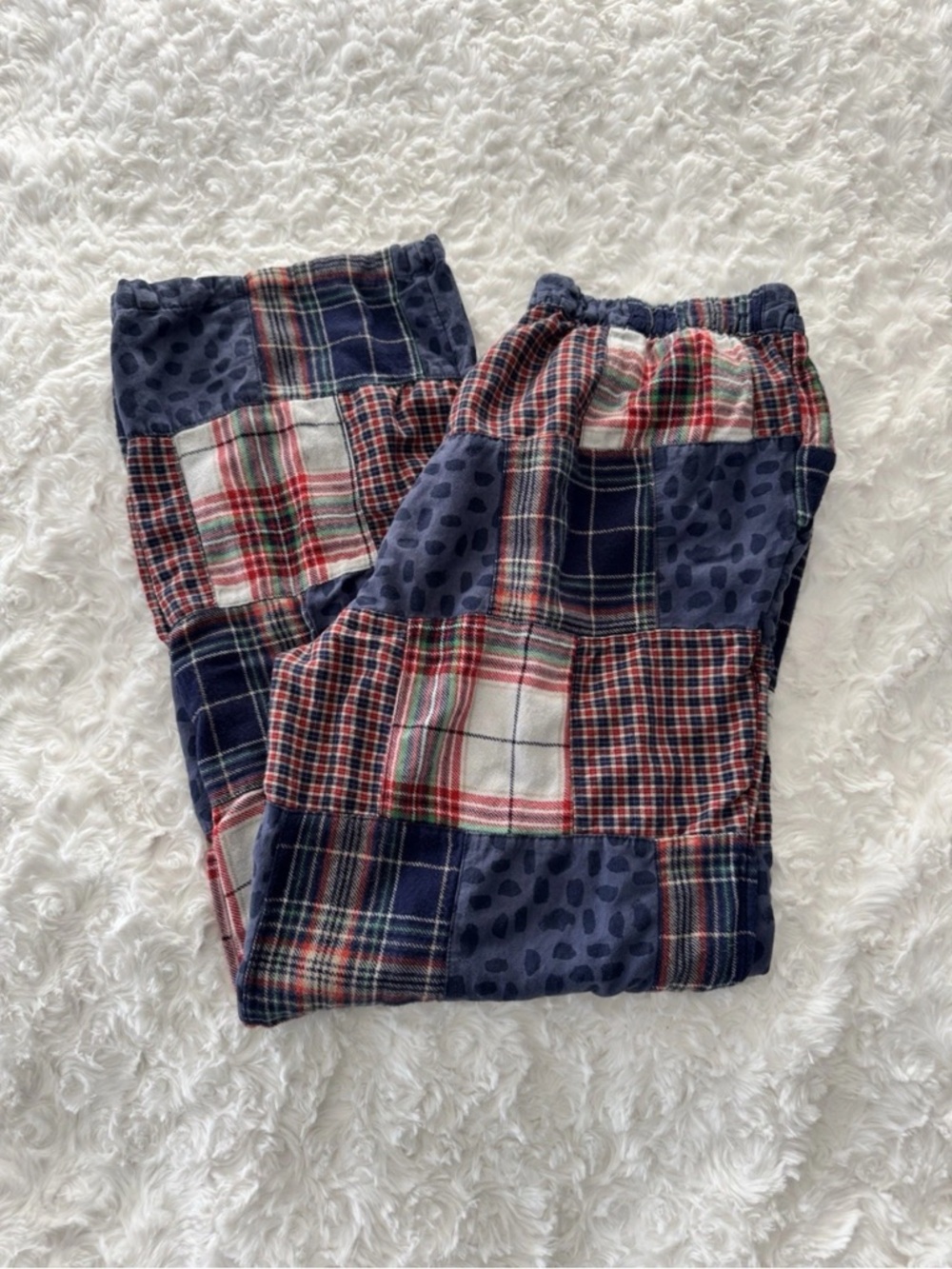 Aerie Patchwork Plaid Pajama Pants in Navy and Red Women’s Large